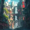 Crumbling City, unreal engine, greg rutkowski, loish, rhads, beeple, makoto shinkai and lois van baarle, ilya kuvshinov, rossdraws, tom bagshaw, alphonse mucha, global illumination, detailed and intri