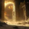 外星人废墟、科幻、柔光、黄金配给、遥远的未来、清晰的焦点、工作室照片美学、拥有复杂的细节、超清晰、高度细致、戏剧性的灯光、Greg Rutkowski风格 