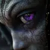 
外星女人、土著特征、紫色眼睛、摄影、电影场景、超现实主义、imagem 3D、现实主义超现实主义、透视现实主义，图像应该模仿景深和清晰度，并清晰地聚焦于角色和模糊的背景。hdr。