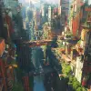 Crumbling City, unreal engine, greg rutkowski, loish, rhads, beeple, makoto shinkai and lois van baarle, ilya kuvshinov, rossdraws, tom bagshaw, alphonse mucha, global illumination, detailed and intri