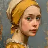 一幅戴珍珠耳环的女孩的画作，灵感来自荷兰黄金时代绘画--ar 4：5 --styminster 500 --v 6.0