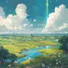 未来派科幻景观，农村地区   未来，美丽的风景，丙烯酸绘画，Pixiv粉丝盒的趋势，调色板刀和画笔，新海真的风格杰米·怀斯詹姆斯·吉拉德爱德华·霍普格雷格·鲁特科斯基工作室吉卜力根信的影响