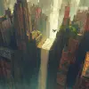Crumbling City, unreal engine, greg rutkowski, loish, rhads, beeple, makoto shinkai and lois van baarle, ilya kuvshinov, rossdraws, tom bagshaw, alphonse mucha, global illumination, detailed and intri