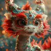 农历新年红龙，皮克斯动画风格，中国传统文化主题，错综复杂的服装，维多利亚风格的插图，欢乐的混乱，--ar 1：1 --styminster 750 --v 6