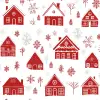 红色和白色的圣诞屋和雪花图案。--ar 32：31