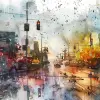 水彩纹理为风景或城市场景带来深度。--ar 3：2 --v 6.0 