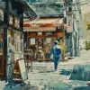 水彩画日常生活的动画写照-ar 3：2 --v 6.0