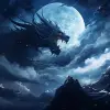 漆黑的夜空，背景是厚厚的云层和星星。主要焦点是这些大型云层之一，它已被风格化，类似于古代龙。天空中看不到月亮或其他天体。这个场景传达了神秘和魔力，来自遥远星系的深蓝色光芒为夜间景观增添了深度和对比。--ar 8：5 --v 5.2 --原始风格