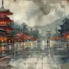 京都，徒步旅行日本，hinchel风格，villagecore，受漫画影响，精神共鸣，高品质，约翰萨尔米宁，多层--ar 2：1 --styleum 750 --v 6