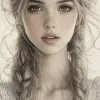 铅笔画了一位美丽的年轻公主，辫子，以幻想艺术的风格--ar 1：2 --styleston 750