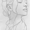 一个女人的极简主义素描，精致，非常基本的线条画，极简，对称，抽象--ar 1：2 --styminster 750