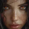 一个戴着兜帽、红眼睛的女人，以细致的铅笔风格，拉斐尔·拉科斯特（Raphael Lacoste），深银色和橙色，马克·西尔维斯特里（marc silvestri），英格丽德·巴尔（Ingrid baars），草图，充满情感的肖像--ar 1：2 --styleston 750 --v 6