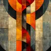 采用现代画笔技术的橙色和灰色抽象现实主义绘画，毕加索风格，浅黄色和深红色，圆形形状，抽象、夸张的层次和复杂的构图，男性化的新立体主义--ar 1：2 --styleston 750