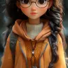 3d图像，可爱的女孩，皮克斯风格--ar 1：2 --styleston 750