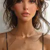 a simple cartoon of a beautiful woman with brown hair, white background, princesscore, I can't believe how beautiful this is --ar 1:2 --stylize 750 --v 6
