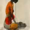 一个女人的极简抽象素描--ar 1：2 --styminster 750 --v 6