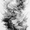 surrealistic tattoo design, super simple, abstract, smooth flowing water, --ar 1:2 --stylize 750 --v 6