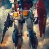 带有盾牌和武器的Rx-78-2高达插图，采用冈原邦夫风格，动漫，机动战士高达--ar 1：2 --styleston 750