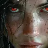 一个戴着兜帽、红眼睛的女人，以细致的铅笔风格，拉斐尔·拉科斯特（Raphael Lacoste），深银色和橙色，马克·西尔维斯特里（marc silvestri），英格丽德·巴尔（Ingrid baars），草图，充满情感的肖像--ar 1：2 --styleston 750 --v 6