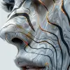 涂鸦艺术3D，以波普艺术风格的肖像、干涉图案、淡天蓝色和青铜色、逼真的超细节、雕刻线条、图形小说--ar 63：128 --styminster 750 --v 6