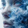 来自云中世界的照片插图，采用Tanya shatseva、明星艺术团体（xing xing）、梅根·豪兰（Meghan howland）的风格，深靛蓝色和浅青色、令人费解的雕塑、现实的超细节、流畅的简单性--ar 63：128 --styleston 750 --v 6