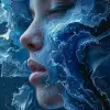来自云中世界的照片插图，采用Tanya shatseva、明星艺术团体（xing xing）、梅根·豪兰（Meghan howland）的风格，深靛蓝色和浅青色、令人费解的雕塑、现实的超细节、流畅的简单性--ar 63：128 --styleston 750 --v 6