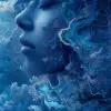 来自云中世界的照片插图，采用Tanya shatseva、明星艺术团体（xing xing）、梅根·豪兰（Meghan howland）的风格，深靛蓝色和浅青色、令人费解的雕塑、现实的超细节、流畅的简单性--ar 63：128 --styleston 750 --v 6