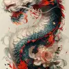 日本龙纹身画，以matthias jung的风格，kerem beyit，uhd图像，真实的描述，artgerm，海军和深红色，历史画--ar 63：128 --styleum 750 --v 6