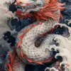 日本龙纹身画，以matthias jung的风格，kerem beyit，uhd图像，真实的描述，artgerm，海军和深红色，历史画--ar 63：128 --styleum 750 --v 6