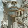 悬崖上的艺术雕像，采用现实主义超详细肖像风格，cryengine，详细的面部特征，ingrid baars，多面板构图，guido van helten，概念艺术--ar 31：64 --styleum 750 --v 6