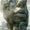 悬崖上的艺术雕像，采用现实主义超详细肖像风格，cryengine，详细的面部特征，ingrid baars，多面板构图，guido van helten，概念艺术--ar 31：64 --styleum 750 --v 6