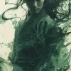 北卡罗来纳州凯瑟琳·朗赫斯特风格的绿色现代中国水墨画惠氏，充满活力的手势，迪诺山谷，充满动感，时钟朋克，动作画--ar 33：64 --styleum 750 --v 6