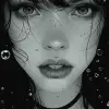 black and white drawing of a girl , in the style of horror manga, bill sienkiewicz, animated gifs, yayoi kusama, pulp comics, intense close-ups, becky cloonan --ar 62:121 --stylize 750 --v 6