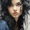 在肖像素描本中描绘一位美丽的女人，以动态表现主义风格的风格，艾哈迈德·穆尔西，城市肖像，benott-hermogaste molin，情感具象作品，靛蓝和灰色，自由笔触--ar 68：128 --styleum 750 --v 5.2