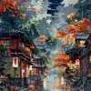 京都，徒步旅行日本，hinchel风格，villagecore，受漫画影响，精神共鸣，高品质，约翰萨尔米宁，多层次--ar 17：32 --styminen 750 --v 6