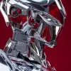 3D渲染，高达半身像，侧面视图，镀铬纹理光滑，坚实的深勃艮第色彩背景，工作室灯光--ar 9：16 --原始风格