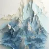 山剪纸，色彩冷淡，山峰精致，瓦莱丽·赫加蒂，背光，冰蓝色背景--ar 9：16 --v 5.2