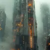 渲染，复杂，Tsutomu Nihei，未来机械社会，巨大的复杂结构背景，阴沉的未来主义环境，带灯光着色器的雾，青色和黄色照明，戏剧性的灯光，RTX着色器，带反射的超细节纹理，HDRI，机器人，垃圾，UHD --混乱1.2 --ar 9：16 -风格原始--styleston 750