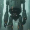 渲染、前镜头、视线水平、全身、具有复杂系统设备的奇怪身体、Tsutomu Nihei、凝视、未来机械社会、痛苦、巨大的复杂结构背景、阴沉的未来主义环境、带光线着色器的雾、深蓝色照明、戏剧性的灯光、RTX着色器、反射的超细节纹理、HDRI、垃圾、博尔特、UHD --混乱1.2 --ar 9：16 --style raw --styminster 750