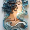 剪纸海景，色彩宁静，波浪细腻，Alex Garant，爱迪生灯泡，平静的蓝色背景--ar 9：16 --v 5.2
