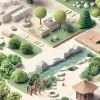 等距插图、3D粘土风格、手工制作的感觉、自然的调色板，带有柔和的绿色和柔和的棕色色调，专注于添加纹理和灯光，为每个场景赋予生命力，使其具有相关性且充满细节，非常适合教育材料--ar 9：16 --原始风格