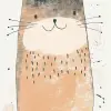 可爱的[猫]剪贴画，有机形式，乔恩·克拉森（Jon Klassen）风格，去饱和的光线和通风的柔和调色板，托儿所艺术，白色背景--ar 9：16 --风格原始--v6