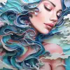 剪纸海景，色彩宁静，波浪细腻，Alex Garant，爱迪生灯泡，平静的蓝色背景--ar 9：16 --v 5.2