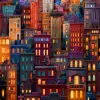城市景观剪纸，色彩鲜艳，细节精致，Art Frahm，重点照明，城市背景--ar 9：16 --v 5.2