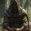 一名绝地武士在恩多的一场战斗后冥想，他的皮肤上显示出打斗的伤口，他的脸很平静，尽管疲倦，他戴着头巾，他的衣服仍然很脏，高度逼真，照片逼真，--ar 9：16 --s 350 --v6