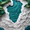 3D，海洋和岛屿，纸质作品，青色和白色配翠绿，粗糙纹理的彩色纸，杰作，手工制作--ar 9：16 --原始风格--styminster 200