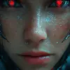 3D渲染、特写、超细节前拍、焦点对脸、带有复杂系统设备的奇怪面孔、超细节人类和机器人混合体、二平勉的风格、壳中的鬼魂、科幻、凝视、苦难未来社会、巨大的复杂结构背景、阴郁的环境、浓雾、来自各个方向的灯光效果、红色和蓝色照明、复杂的线条和带有垃圾、螺栓、铆接、动态灯光效果、虚幻引擎5、RTX 4090着色器、带反射的超细节纹理、HDRI、超现实、UHD、多细节--混乱2 --ar 9：16 --风格原