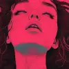 插图、上身、女孩、正面、脸、凝视、两个随机的三种极限颜色、轮廓、边缘线、图案背景、原创、杰作--ar 9：16 --style raw --styminster 300