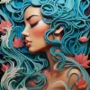 剪纸海景，色彩宁静，波浪细腻，Alex Garant，爱迪生灯泡，平静的蓝色背景--ar 9：16 --v 5.2