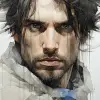 a drawing of a head, in the style of reimagined religious art, mark lague, florian nicolle, biblical iconography, caravaggesque, eddie colla, distinct framing --ar 71:128 --stylize 750 --v 5.2
